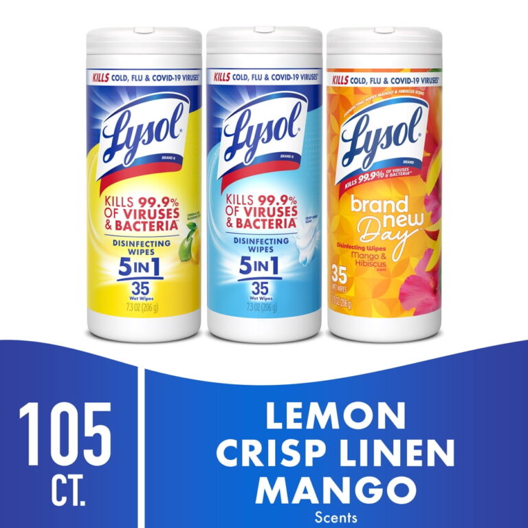Lysol Disinfecting Wipes â 35 Count Each (Pack of 3) / Lemon + Mango & Hibiscus + Crisp Linen Scent / Cleaning Supplies / Multi Surface Antibacterial Cleaning Wipes / All Purpose Cleaner