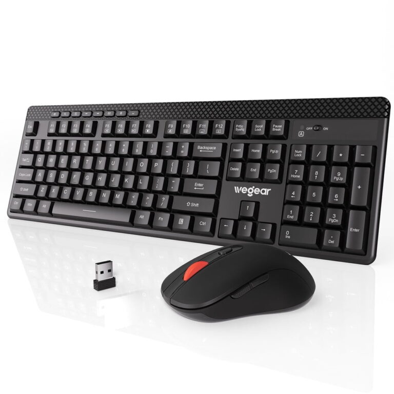Silent Wireless Keyboard and Mouse Combo â PC / Laptop / Desktop / Mac Os / Portable for Windows / 6-Button Mouse / 8 Multimedia Keys / 2.4 GHz 104 Full Size Keyboard