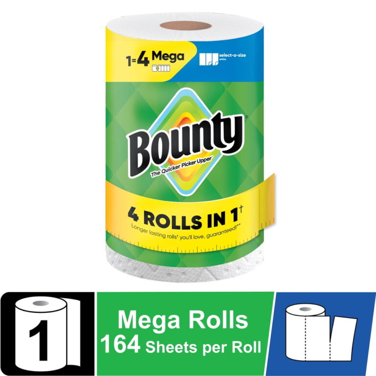 Bounty Paper Towels Select-A-Size White â 164 Sheets per Roll / 1 Mega Roll