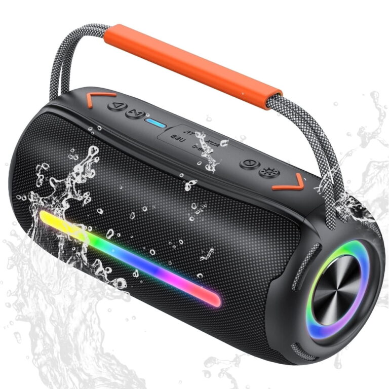 Bluetooth Speaker â Gift / Suitable for Home/Party/Outdoor/Beach / TF Card / AUX / IP7 Waterproof / BT5.4 / RGB Lights / 4000mAh Battery 24Hrs Playtime / Wireless Ultra Bluetooth Speaker featuring 66mm Drivers