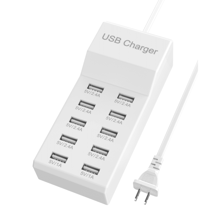 10-Port USB Charger Block Charging Station USB Charging Ports for iPhone Galaxy Multiple Devices Smart Phone Tablet Headphones Watch | USB Hubs