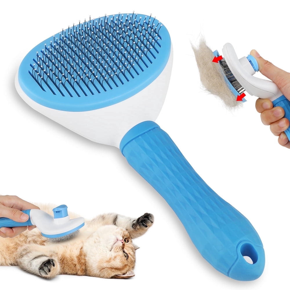 Jewyow Pet Grooming Brush - Deshedding Tool for Dogs & Cats â Gentle Cleaning Comb for Puppies & Kittens / Short/Long Hair - Indoor Cat Brush for Shedding