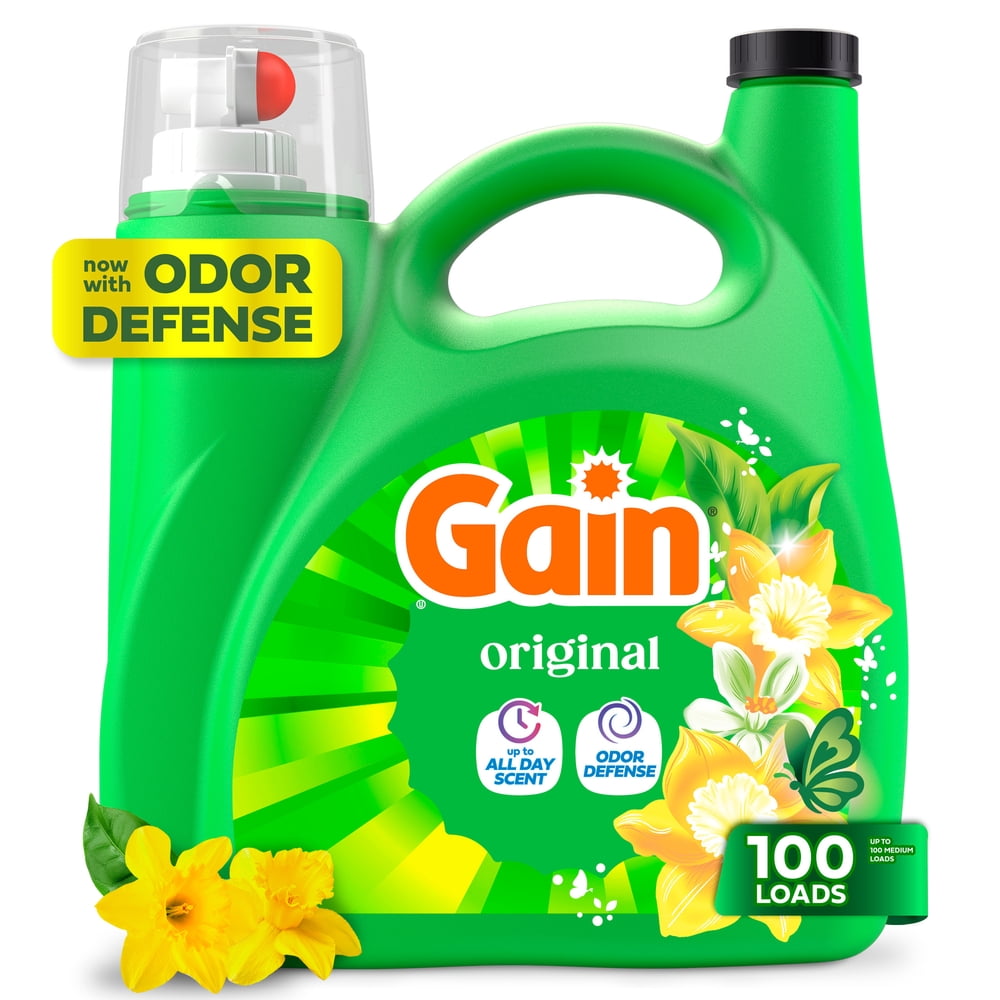 Gain Laundry Detergent Liquid â 100 Loads / 132 fl oz / Original Scent / Now featuring Odor Defense
