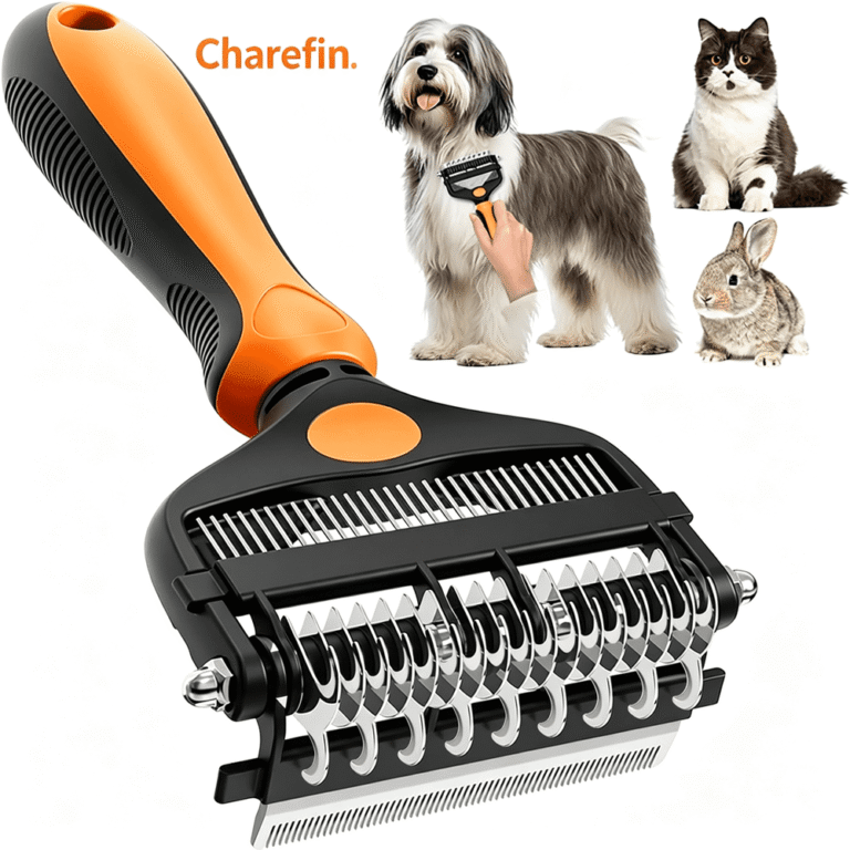 Charefin 3-in-1 Pet Grooming Brush â Orange / Long and Short Hair / Dematting and Deshedding Tool for Dogs and Cats