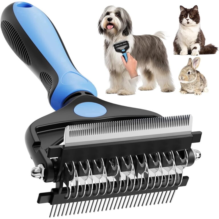 3-in-1 Pet Grooming Brush for Dogs & Cats â Blue / Reduces Shedding & Removes Matted Fur / Professional Deshedding Tool & Undercoat Rake Dematting Comb for Long Short Haired Pets