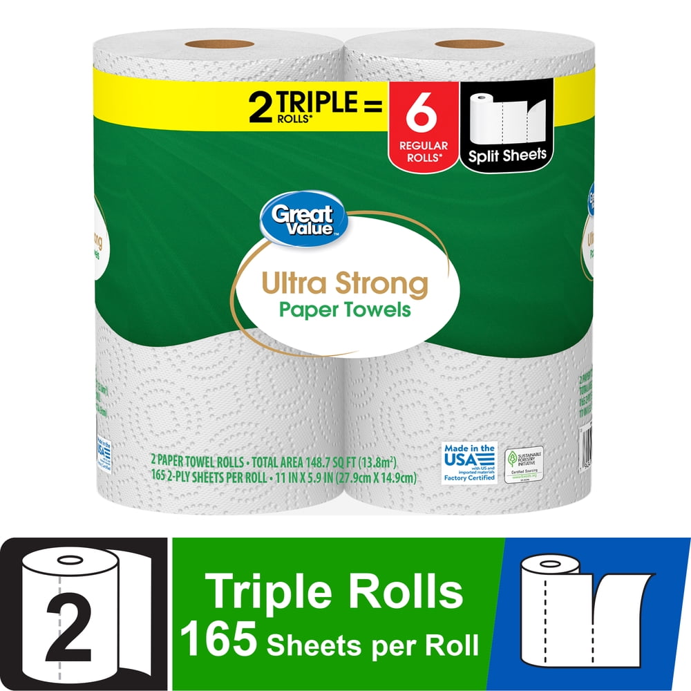 Great Value Ultra Strong Paper Towels â 2 Triple Rolls