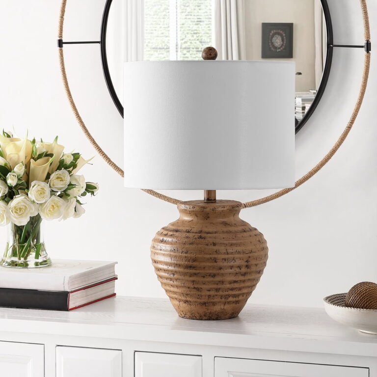 SAFAVIEH Kamryn 23 in. Textured Resin Table Lamp â Brown