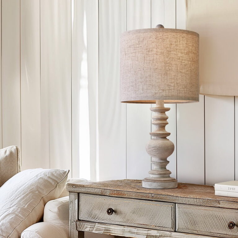 Oneach Farmhouse Table Lamp for Living Room Bedroom 20" Retro Nightstands Bedside Lamps Resin | Table Lamps